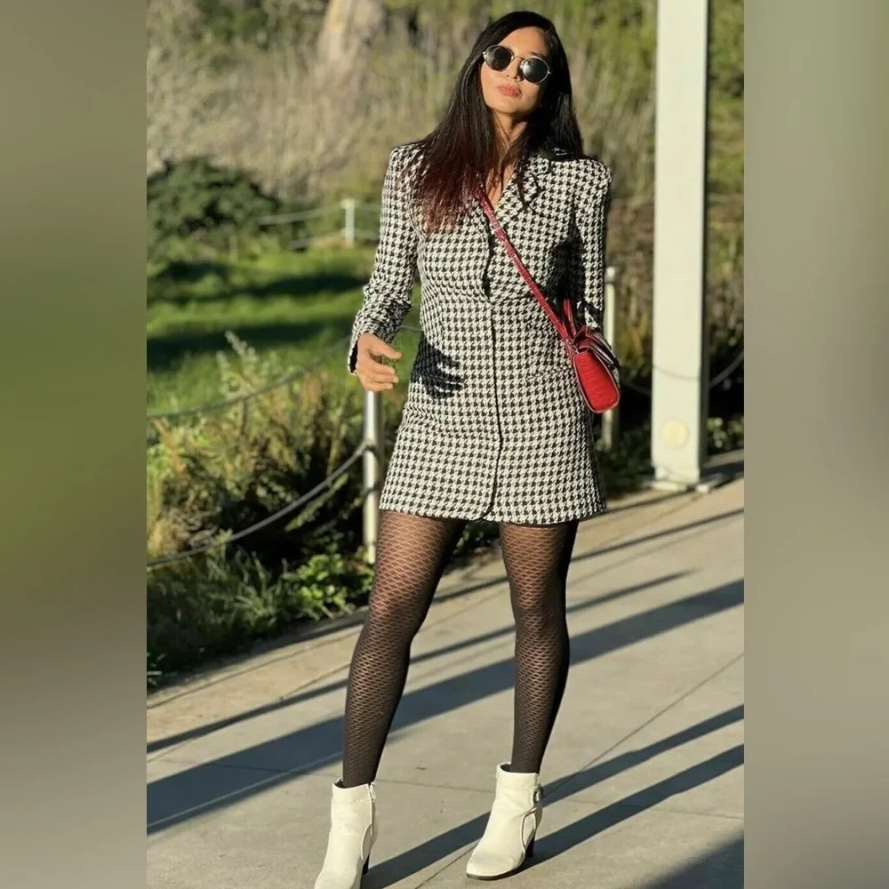 Zara Houndstooth Blazer Mini Dress size M NEW with tags - Picture 6 of 16